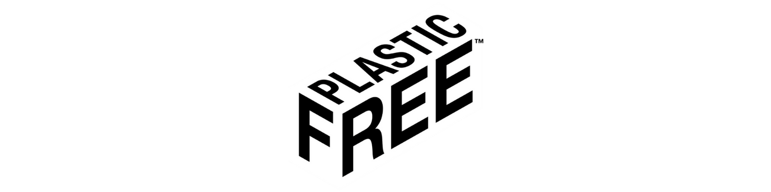 Logo of 'Plastic Free' on a green background